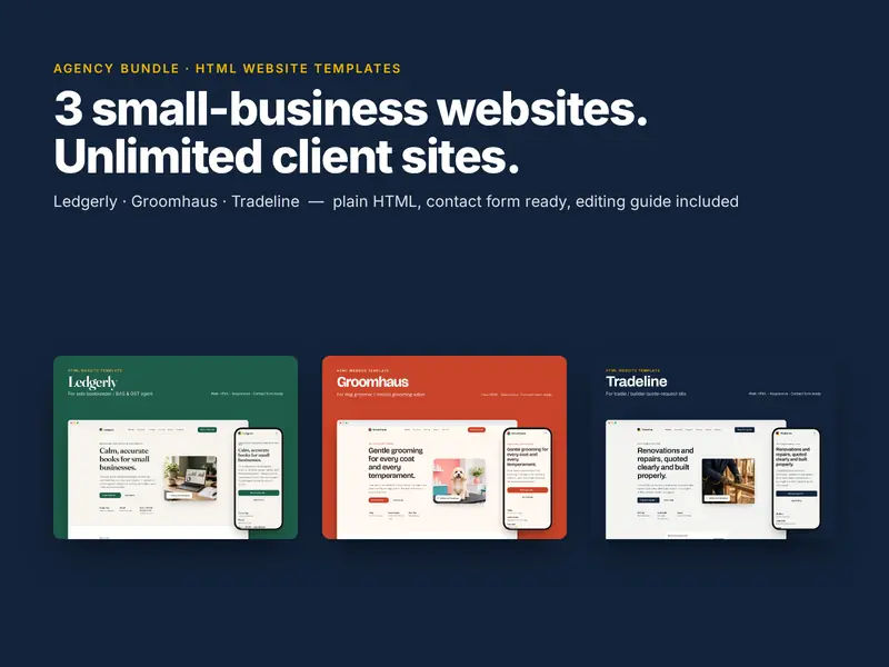 Agency Bundle: Ledgerly, Groomhaus and Tradeline templates