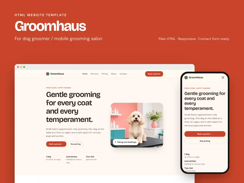 Groomhaus template overview