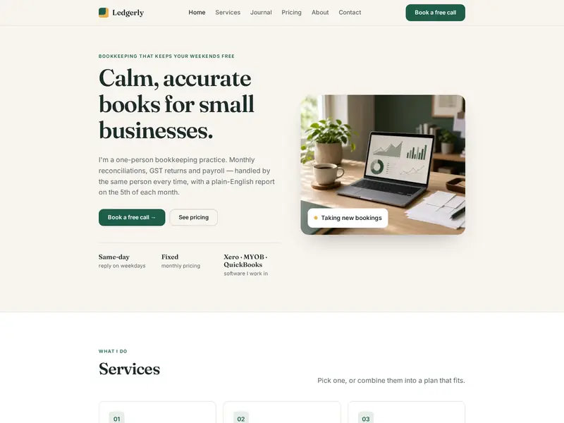 Ledgerly home page